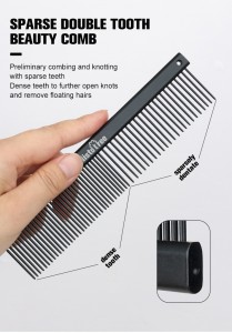 Factory Wholesale Custom Logo Black Metal Cat Hair Comb Stainless Steel Dog Pet Grooming Flea Comb