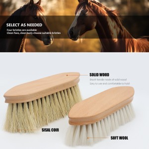 Factory Wholesale Custom Logo Coconut Fiber Sisal Wool Wooden Horse Grooming Brush