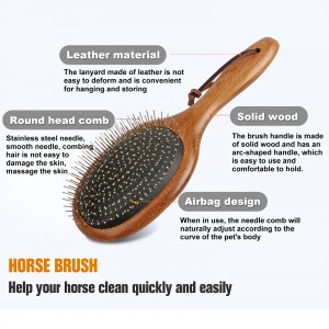 Factory Wholesale Custom Logo Horse Care Products Wooden Horse Mane Tail Brush Horse Grooming Brush