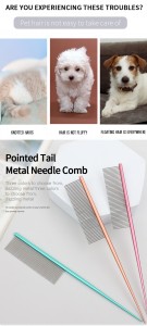 Factory Wholesale Custom Logo Stainless Steel Cat Pin Hair Comb Metal Dog Pet Grooming Comb