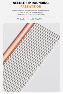 Factory Wholesale Custom Logo Stainless Steel Cat Pin Hair Comb Metal Dog Pet Grooming Comb