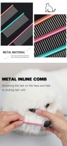 Factory Wholesale Custom Logo Stainless Steel Cat Pin Hair Comb Metal Dog Pet Grooming Comb