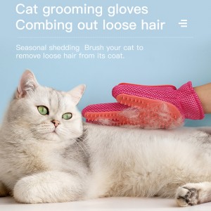 Factory Wholesale Double Sided Five Finger Pet Hair Remover Gloves Cat Dog Grooming Gloves