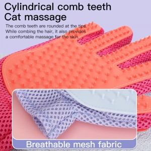 Factory Wholesale Double Sided Five Finger Pet Hair Remover Gloves Cat Dog Grooming Gloves