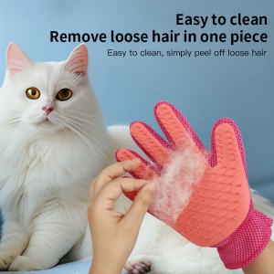 Factory Wholesale Double Sided Five Finger Pet Hair Remover Gloves Cat Dog Grooming Gloves