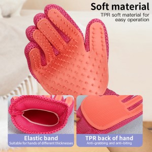 Factory Wholesale Double Sided Five Finger Pet Hair Remover Gloves Cat Dog Grooming Gloves