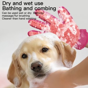 Factory Wholesale Double Sided Five Finger Pet Hair Remover Gloves Cat Dog Grooming Gloves