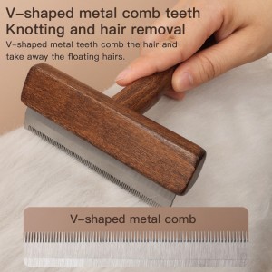 Factory Wholesale Upscale Wood Cat Needle Hair Brush Dog Pet Deshedding Dematting Grooming Brush