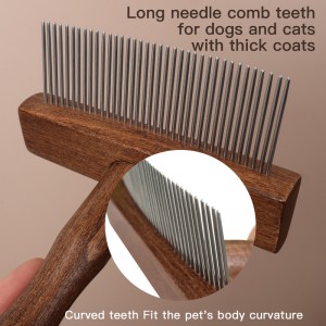Factory Wholesale Upscale Wood Cat Needle Hair Brush Dog Pet Deshedding Dematting Grooming Brush