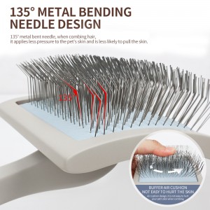 Factory Wholesale Wooden Pet Wire Grooming Brush Metal Long Pin Slicker Brush for Dogs and Cats