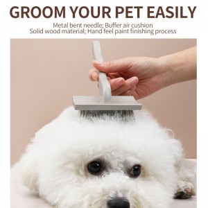 Factory Wholesale Wooden Pet Wire Grooming Brush Metal Long Pin Slicker Brush for Dogs and Cats