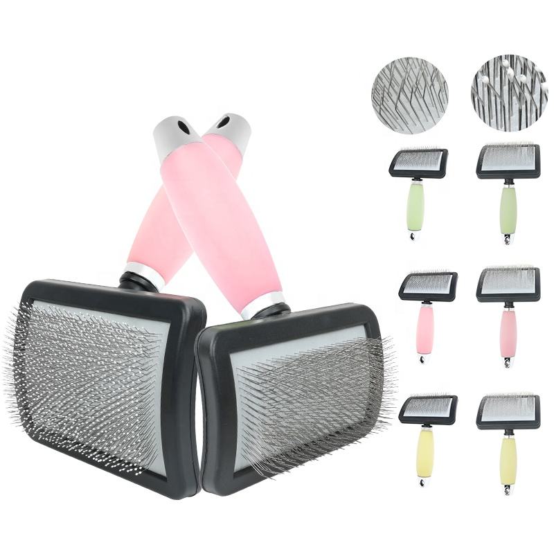 Moda Silikonowy Uchwyt Kot Pin Szczotka Do Włosów Pies Pet Grooming Slicker Brush1