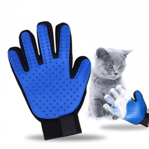 5개의 손가락 애완 동물 머리 제거제 장갑 고양이 개 손질 장갑