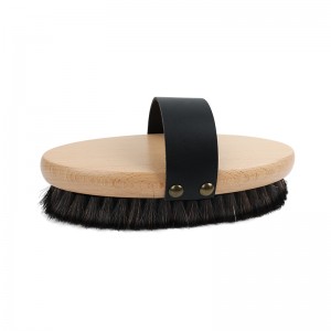 Free Customization Logo Wooden Dry Body Brush Soft Touch Wool Horse Bristle Horse Grooming Brush