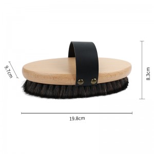 Free Customization Logo Wooden Dry Body Brush Soft Touch Wool Horse Bristle Horse Grooming Brush