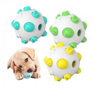 面白い耐久性のあるゴム製ペット犬歯ブラシチューボールおもちゃ