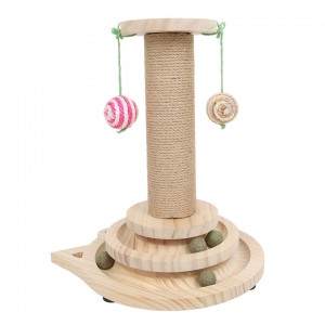 Juokingas medinių kačių bokšto žaislinis kačių draskyklės postas