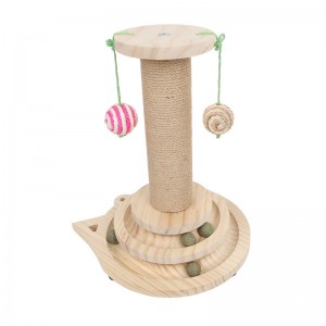 Poste rascador de gato de juguete de torre de gato de madera divertida