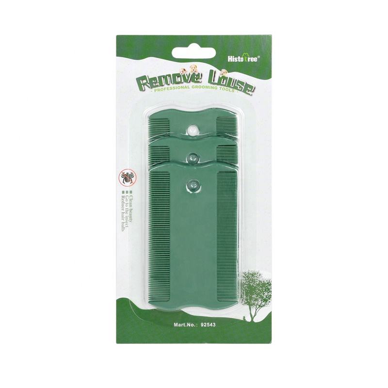 Ensemble de peigne à puces à double rangée Green3-en-1 pour animaux de compagnie