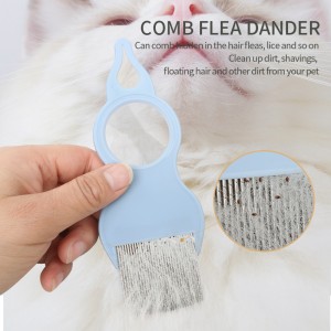 Pang-alis ng Kuto sa Ulo ng Flea Nits Hair Comb na may Magnifier, Fine Metal Teeth Tool para sa Mga Aso Pusa Alagang Hayop Pag-aayos at Pagtanggal ng Tao