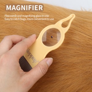 Pang-alis ng Kuto sa Ulo ng Flea Nits Hair Comb na may Magnifier, Fine Metal Teeth Tool para sa Mga Aso Pusa Alagang Hayop Pag-aayos at Pagtanggal ng Tao