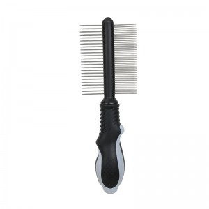 High Quality Pet Lice Comb Stainless Steel Fine Tooth Pet Grooming Comb with Plastic Rubber Handle