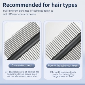 High Quality Pet Lice Comb Stainless Steel Fine Tooth Pet Grooming Comb with Plastic Rubber Handle