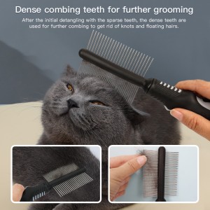 High Quality Pet Lice Comb Stainless Steel Fine Tooth Pet Grooming Comb with Plastic Rubber Handle