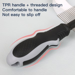 High Quality Pet Lice Comb Stainless Steel Fine Tooth Pet Grooming Comb with Plastic Rubber Handle