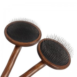 Brosse à aiguilles en bois pour animaux de compagnie à longues broches