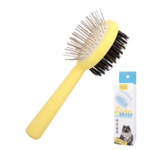 Brosse à poils doux double face pour animaux de compagnie Macaron