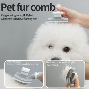 New Design Custom Logo Grey Series Pet Cat Comb Dog Grooming Brush