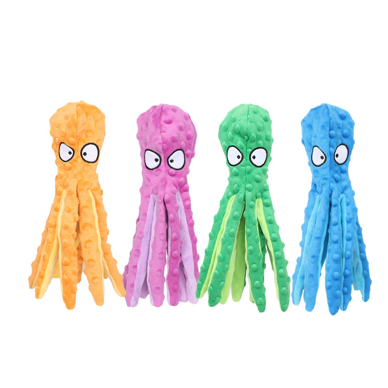 章魚形狀吱吱聲寵物咀嚼玩具毛絨狗玩具
