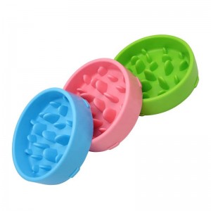 Anti Slip Plastic Slow Feed Pet Dog Bowl For Raised Pet Feeder