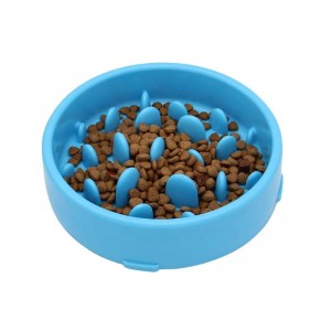 Anti Slip Plastic Slow Feed Pet Dog Bowl For Raised Pet Feeder