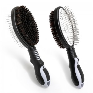 Pet Brush 2-1 Double Sided Brush for Pets Cat or Dog Hair Remover Brush with Pig Bristle