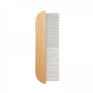 Stainless Steel Pet Comb Pet Grooming Brush Pet Combs with Wooden Handle
