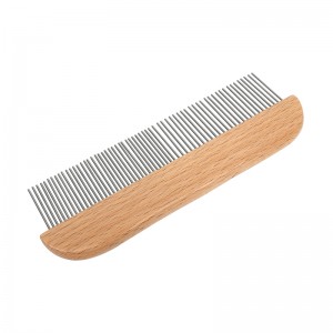 Stainless Steel Pet Comb Pet Grooming Brush Pet Combs with Wooden Handle