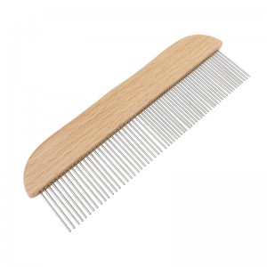 Stainless Steel Pet Comb Pet Grooming Brush Pet Combs with Wooden Handle