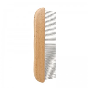 Stainless Steel Pet Comb Pet Grooming Brush Pet Combs with Wooden Handle