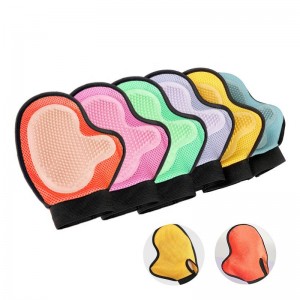 Peigne de gant de bain coloré pour animaux de compagnie à double face multifonctionnel