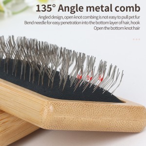 Pet Dog Cat Hair Brush with Bamboo Wooden Handle Pet Cleaning & Grooming Products Brush