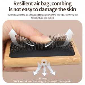 Pet Dog Cat Hair Brush with Bamboo Wooden Handle Pet Cleaning & Grooming Products Brush