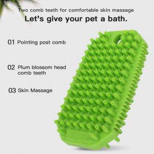 Pet Double Side Rubber Bathroom Shower Hair Shampoo Body Wash Bath Brush for Dog