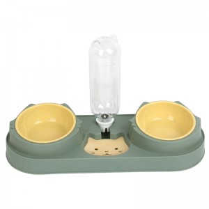 3 In 1 Plastic Tilted Pet Drinking Bowl Elevated Cat Food Bowl