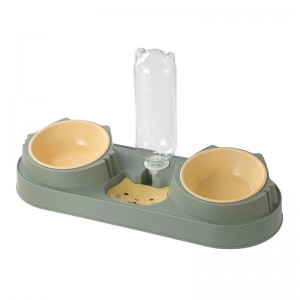3 In 1 Plastic Tilted Pet Drinking Bowl Elevated Cat Food Bowl