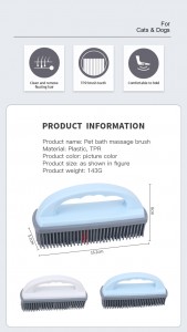 Dog Shower Brush Long Rubber Bristles Cat Bath Massage Brush Pet Fluff Cleaner Hair Removal Brush