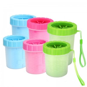 Многоцветный наружный портативный резиновый очиститель для лап домашних животных, чашка для мытья лап собак