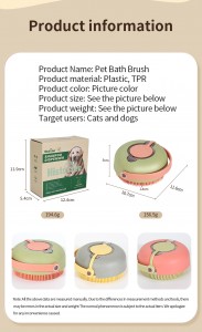 Pet Grooming Bath Brush with Soap Shampoo Dispenser Soft Bristle Massage Bath Brush for Dogs Cats