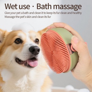 Pet Grooming Bath Brush with Soap Shampoo Dispenser Soft Bristle Massage Bath Brush for Dogs Cats